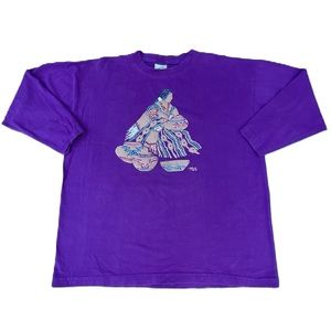 Vintage 90s Native American Purple Long Sleeve T-shirt